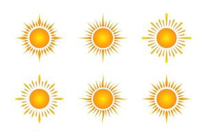 Set of gradient yellow sun vector design