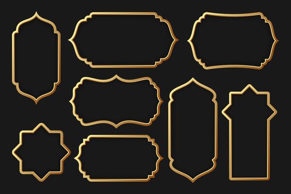 Set of golden islamic frame vector design