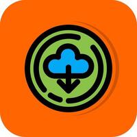 Cloud download Filled Orange background Icon vector