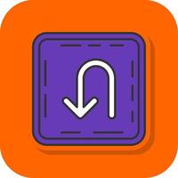 U turn Filled Orange background Icon vector