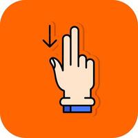 Two Fingers Down Filled Orange background Icon vector
