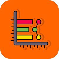 Bar chart Filled Orange background Icon vector