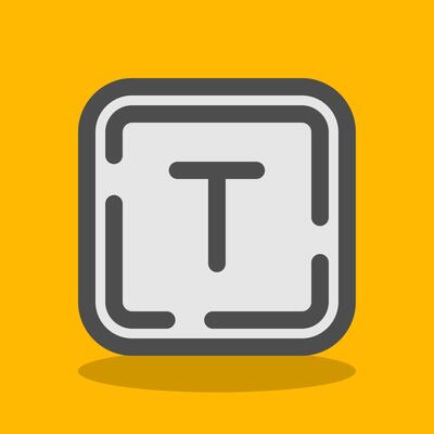 Letter t Filled Shadow Icon