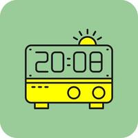 alarma reloj lleno amarillo icono vector