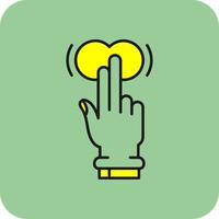 Two Fingers Tap and Hold Filled Yellow Icon vector