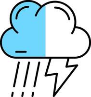 Thunder strom Filled Half Cut Icon vector