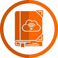 Cloud library Glyph Orange Circle Icon vector