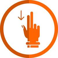 Two Fingers Down Glyph Orange Circle Icon vector