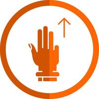 Three Fingers Up Glyph Orange Circle Icon vector