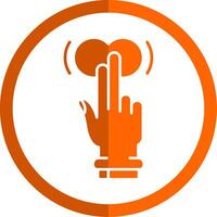 Two Fingers Tap and Hold Glyph Orange Circle Icon vector