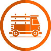 Pickup truck Glyph Orange Circle Icon vector