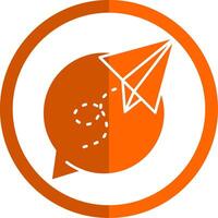 Paper plane Glyph Orange Circle Icon vector