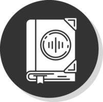 audio libro glifo gris circulo icono vector