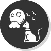 Black cat Glyph Grey Circle Icon vector