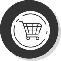 compras carro glifo gris circulo icono vector