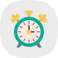 alarma reloj plano curva icono vector