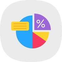 Pie graph Flat Curve Icon vector