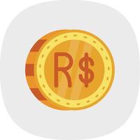 Brazilian real Flat Curve Icon vector