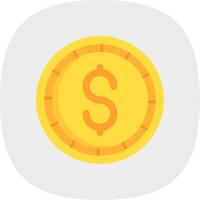 dólar moneda plano curva icono vector