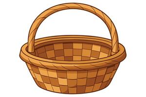 Traditional willow wicker basket with handle empty closeup realistic isolated image against white background vector