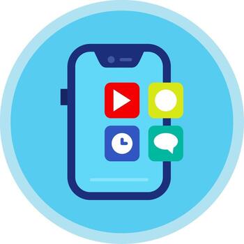 móvil solicitud plano multi circulo icono vector