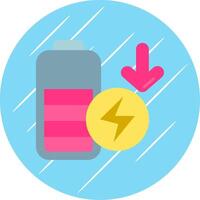 Low battery Flat Blue Circle Icon vector