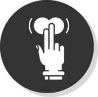 Two Fingers Tap and Hold Glyph Grey Circle Icon vector