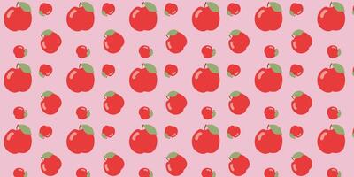 Flat Vector Apple Seamless pattern. Color Fruit background Cartoon Illustration. Botanical Repeat Pink template for Cover, Wrapping paper, Textile, Fabric. Decorative Graphic Art, Creative Backdrop.