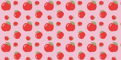 plano vector manzana sin costura modelo. color Fruta antecedentes dibujos animados ilustración. botánico repetir rosado modelo para cubrir, envase papel, textil, tela. decorativo gráfico arte, creativo fondo.