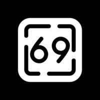 sesenta nueve glifo invertido icono vector