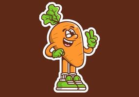 Mascot character illustration of a carrot with hand forming peace symbol vector