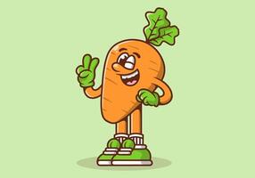 Mascot character illustration of a carrot with hand forming peace symbol vector