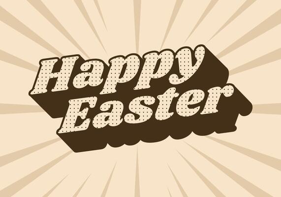 Happy easter. Text effect design in eye catching colors and 3 dimension style