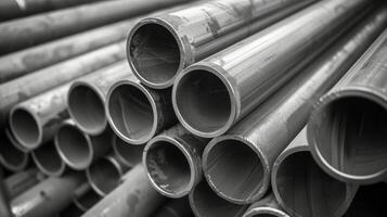 AI generated Stack of Steel Pipes photo