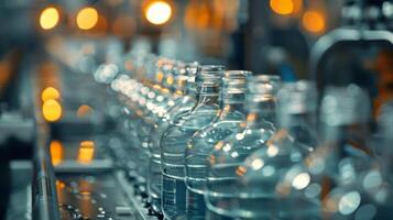 AI generated Soda Bottles on Conveyor Belt photo