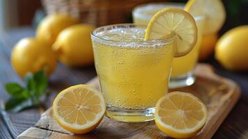 AI generated Close Up of Refreshing Lemonade photo