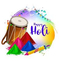 Happy Holi indian cultural festival greeting card design vector