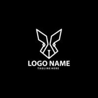 rabbit line geometric template logo design vector