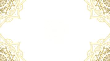 Celestial Elegance Looping Animation Of Lotus Mandala Art Blank Horizontal Video Background in Gold and White Color