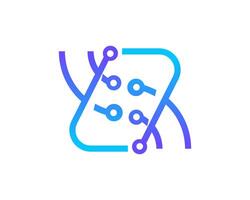Creative S connect and pixel tech logo design template vector