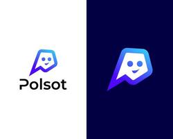 P Robot icon modern colorful logo design template vector