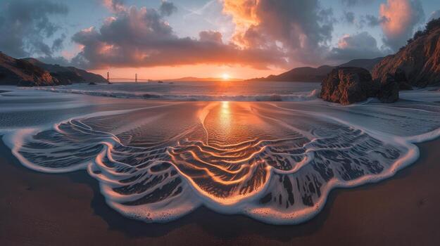 AI generated Sun Setting Over Beach photo