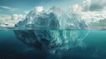 ai generado masivo iceberg flotante en Oceano foto