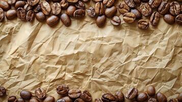 AI generated Coffee Beans and Leaves on Table photo