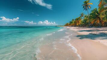 AI generated Palm Trees and Ocean at Beach photo