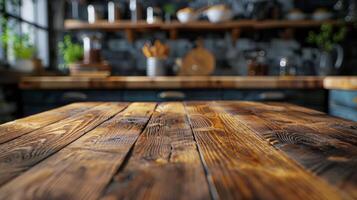 AI generated Wooden Table in Kitchen by Window photo