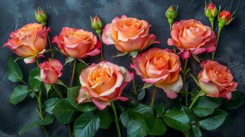 AI generated Pink Roses on Paper photo
