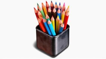 AI generated colourfull pencil with white background photo