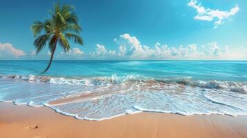 AI generated Palm Trees and Ocean at Beach photo