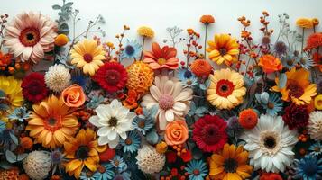 AI generated Cluster of Flowers Adorning a Wall photo